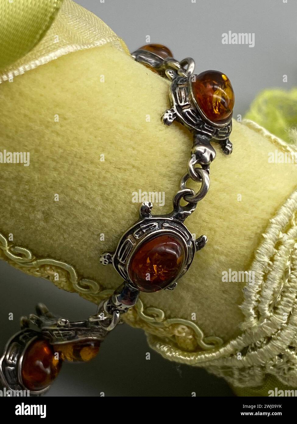 Colorful glass bead bracelet on display Stock Photo