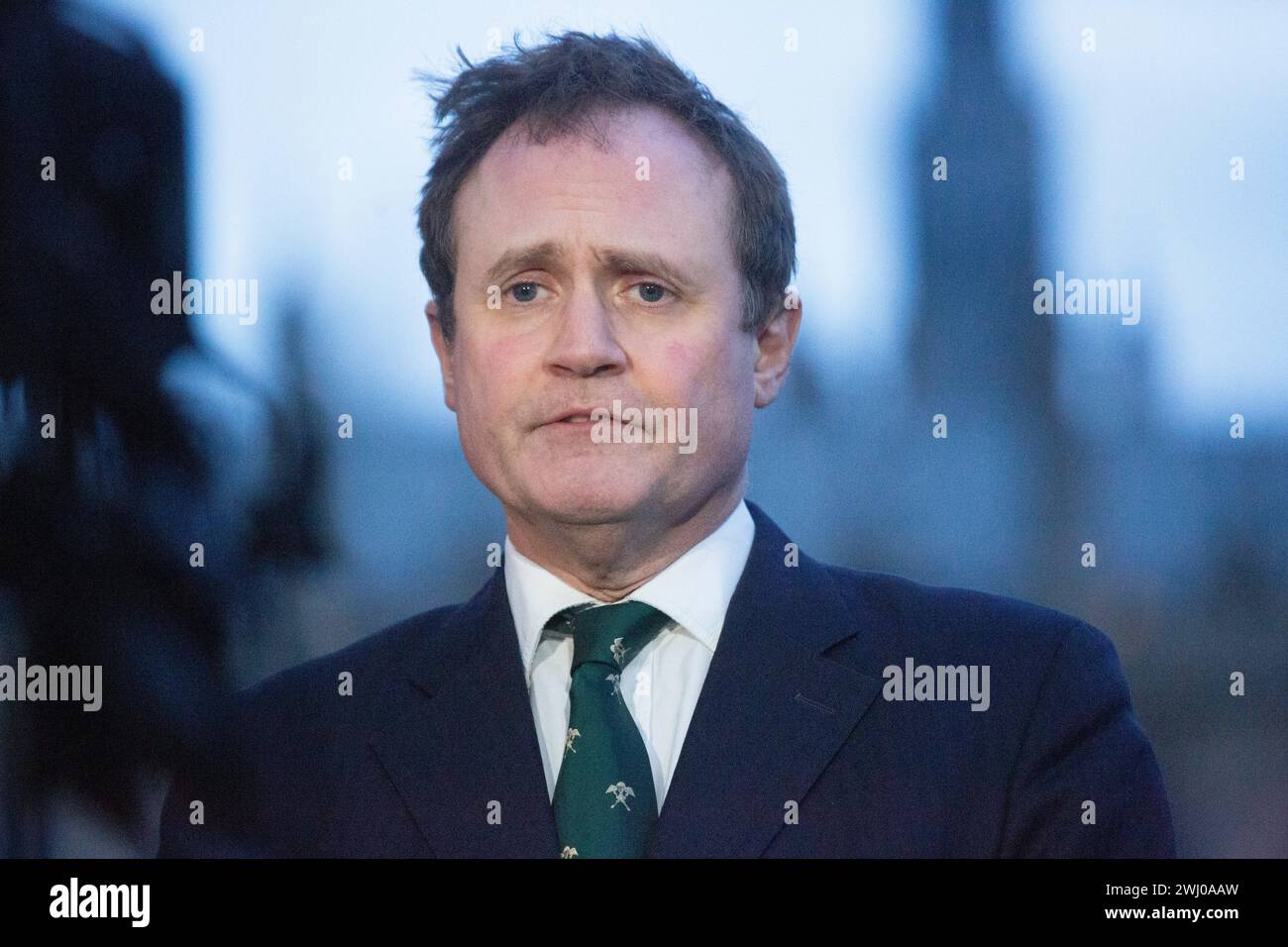 London, United Kingdom. February 12  2024. Security Minister Tom Tugendhat is seen speaking to GB News during morning media round. .Credit: Tayfun Salci / Alamy Live News Stock Photo