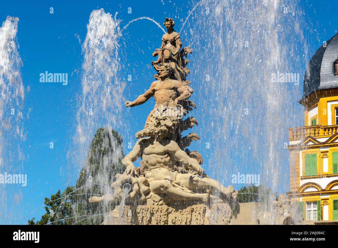 Fountain at the back of Seehof Castle, Germany Stock Photo