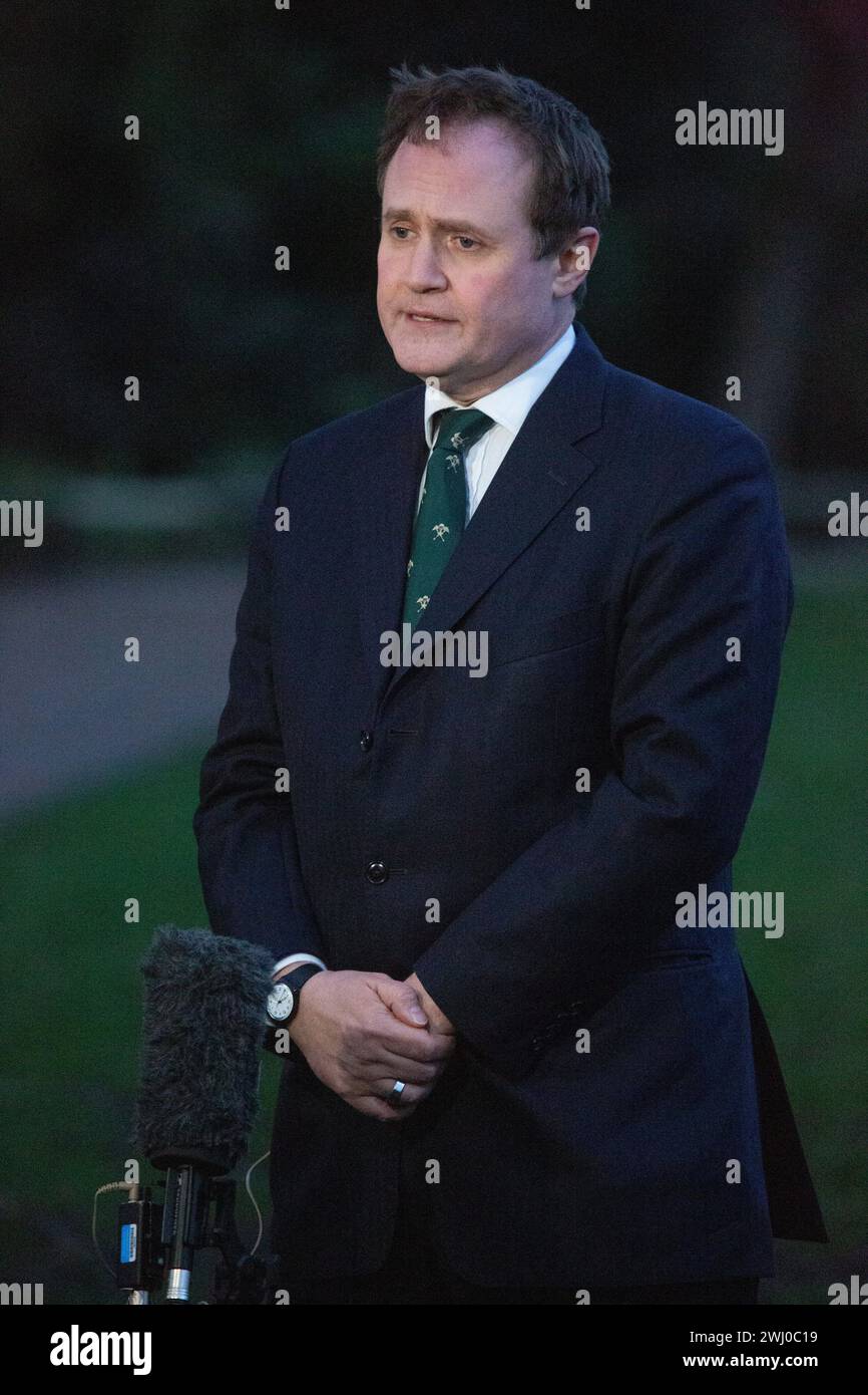 London, United Kingdom. February 12  2024. Security Minister Tom Tugendhat is seen speaking to GB News during morning media round. .Credit: Tayfun Salci / Alamy Live News Stock Photo