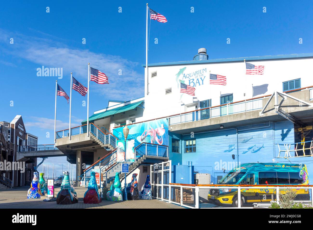 Aquarium of the Bay attraction, Pier 39, Fisherman's Wharf District, San Francisco, California, United States Stock Photo