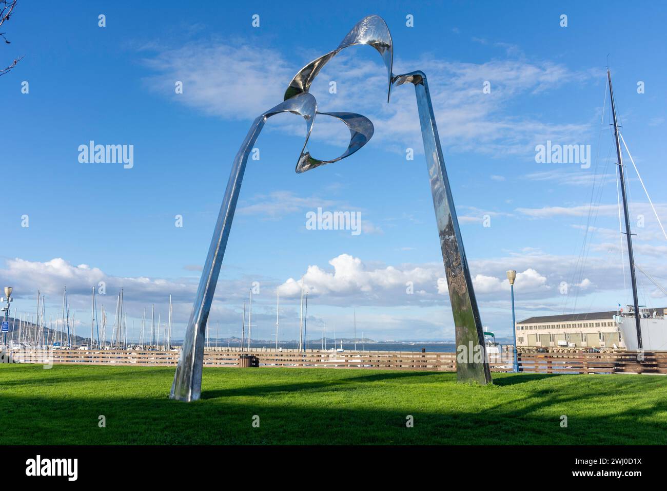 Skygate Sculpture, East Wharf Park, The Embarcadero, Fisherman's Wharf District, San Francisco, California, United States Stock Photo