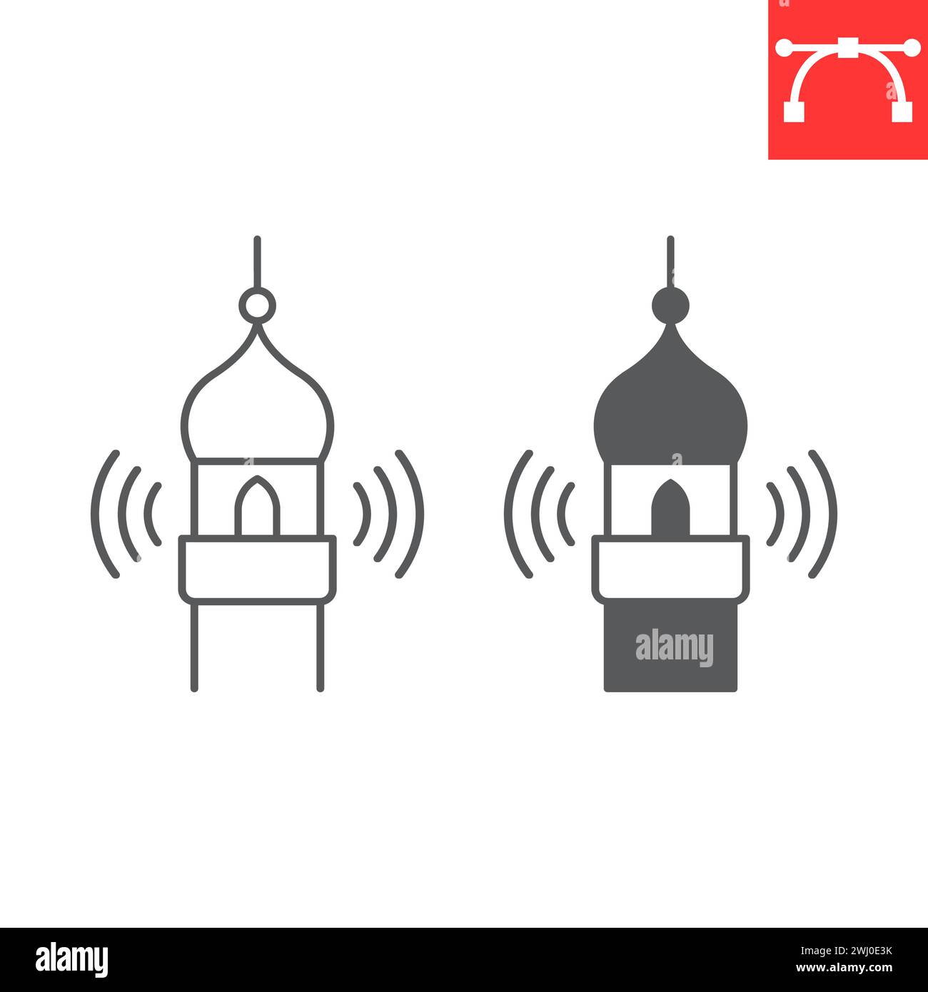 Adhan line and glyph icon, Ramadan and Islamic, azaan vector icon