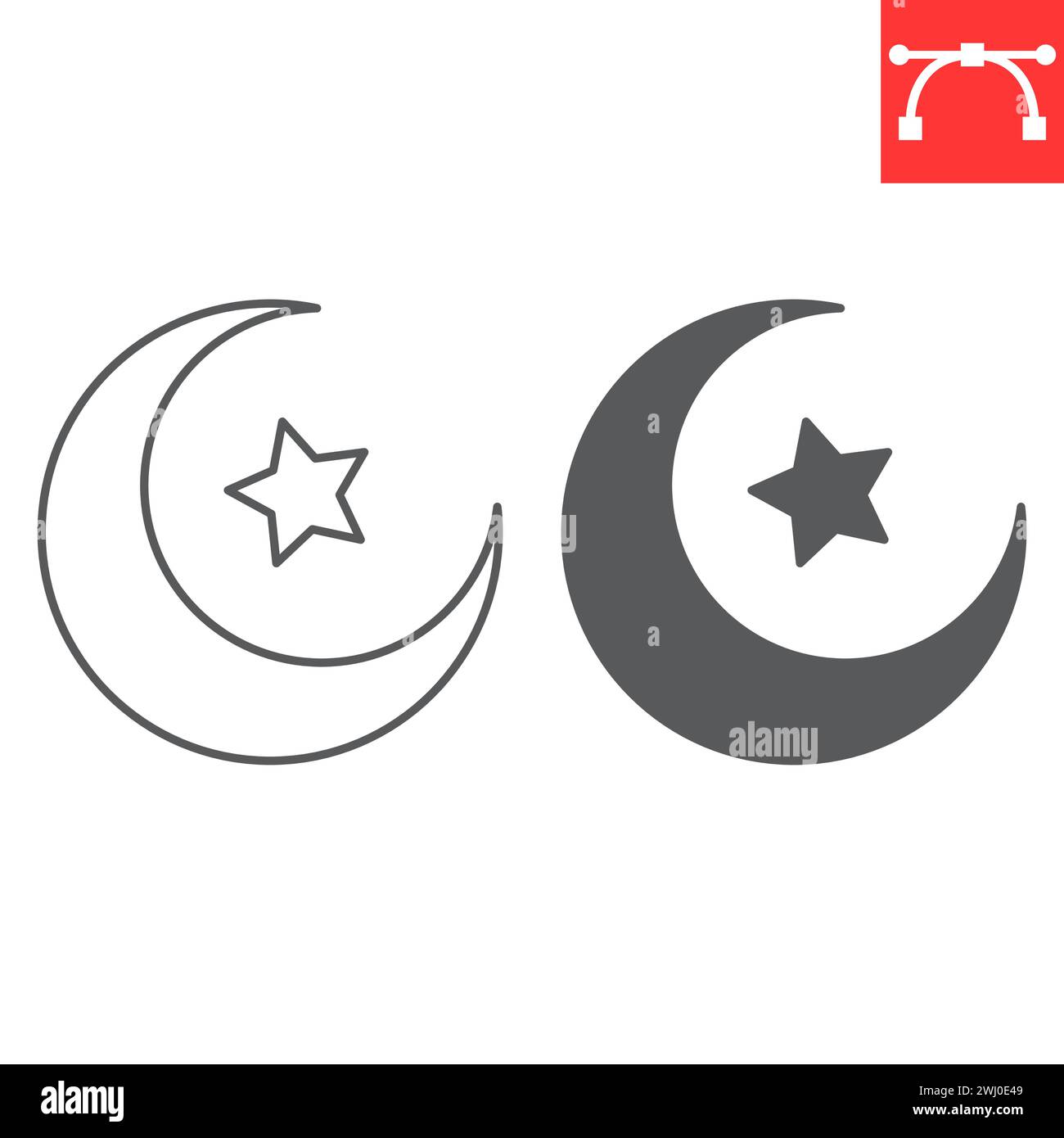 Islam line and glyph icon, Ramadan and Muslim, moon and star vector ...