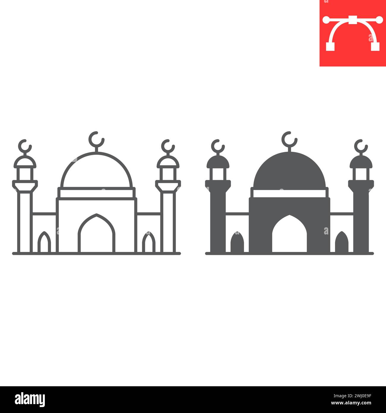 Mosque line and glyph icon, Ramadan and Islamic, mosque vector icon ...