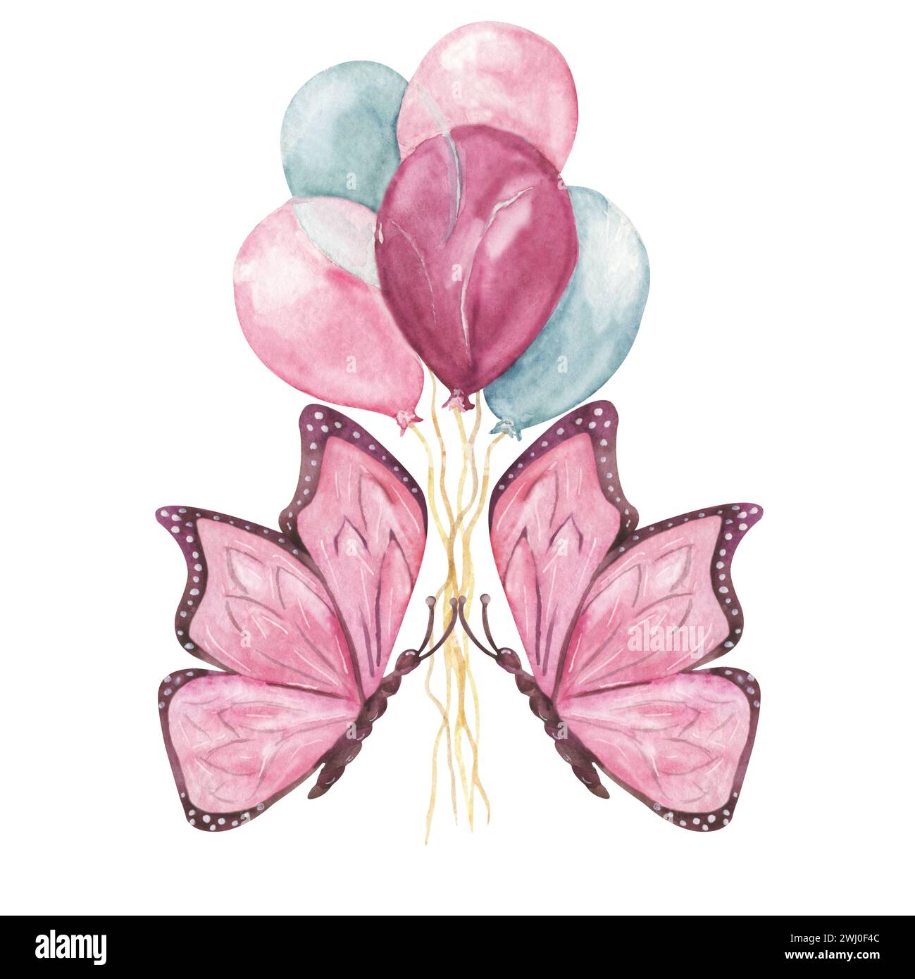 butterflies kiss balloons Stock Photo