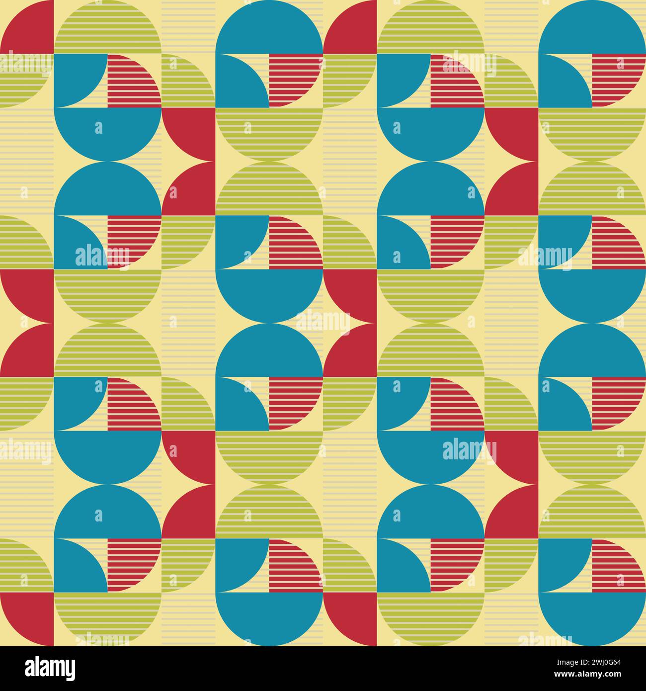 Bauhaus seamless pattern. Mid Century Modern Seamless Pattern Repeat.  Stock Vector