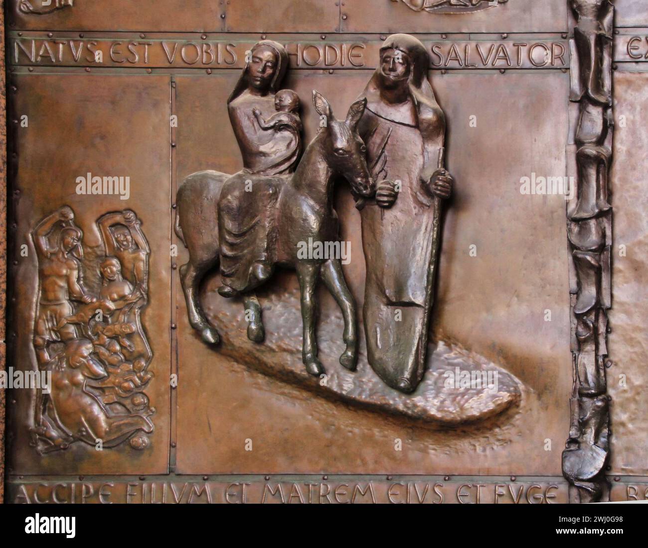 Annunciation basilica portal in Nazareth Stock Photo