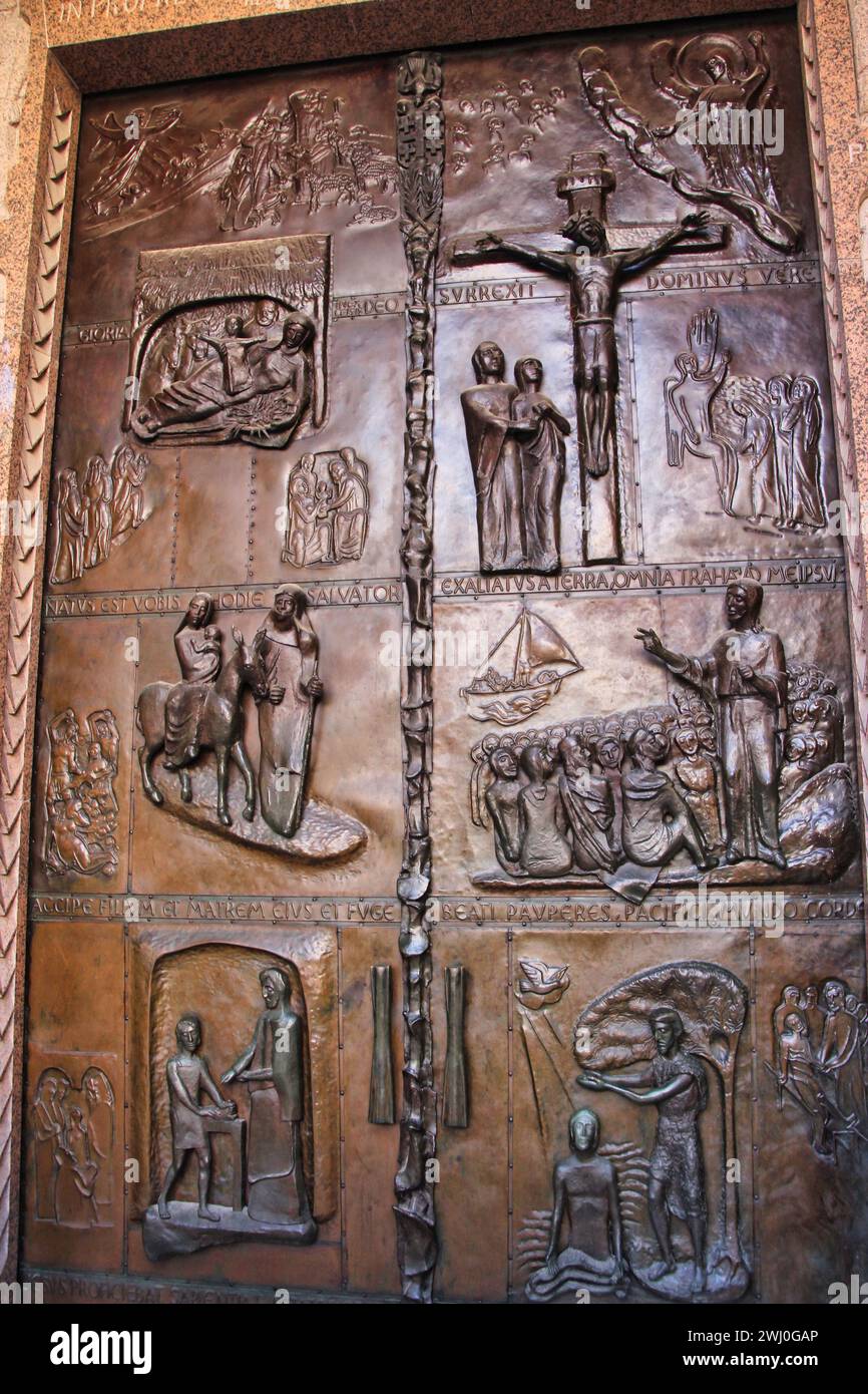 Annunciation basilica portal in Nazareth Stock Photo