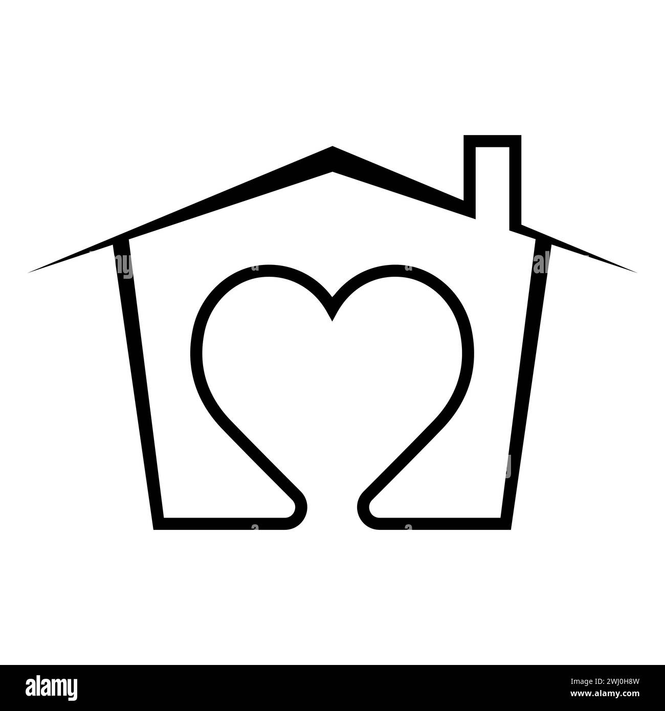 Sweet home icon, cozy beloved home heart, strong family Stock Vector