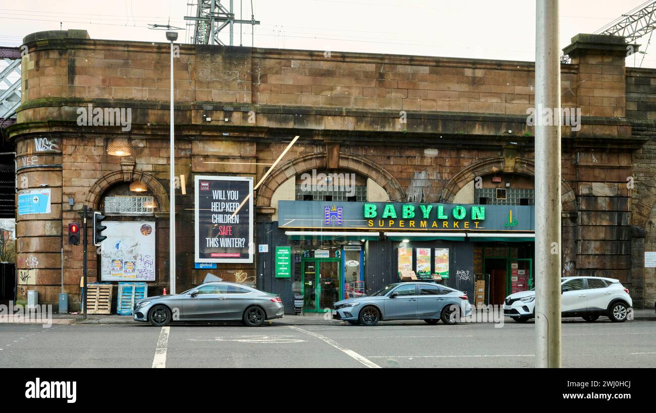 Babylon Supermarket, Commerce Street, Glasgow City Centre, Scotland, UK Stock Photo