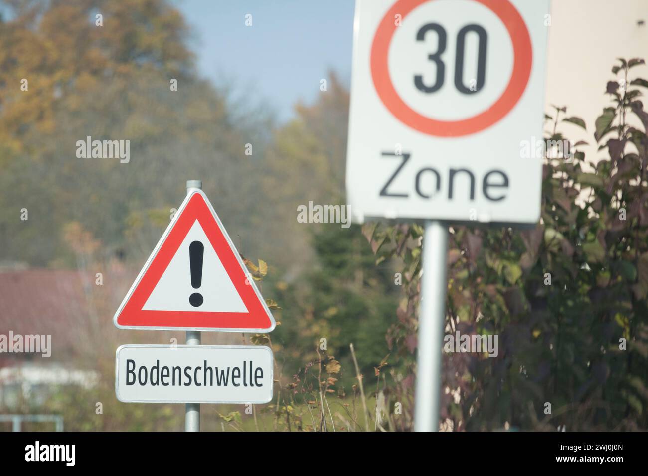 Traffic calming in road traffic Stock Photo