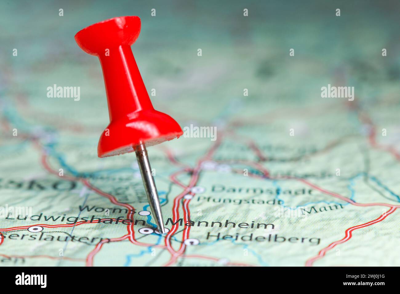 Mannheim pin on map of Germany Stock Photo