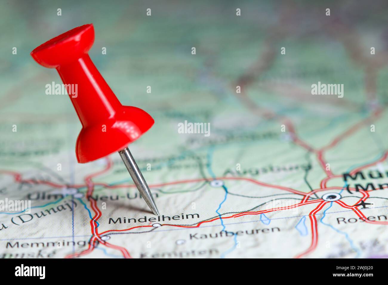 Mindelheim pin on map of Germany Stock Photo - Alamy