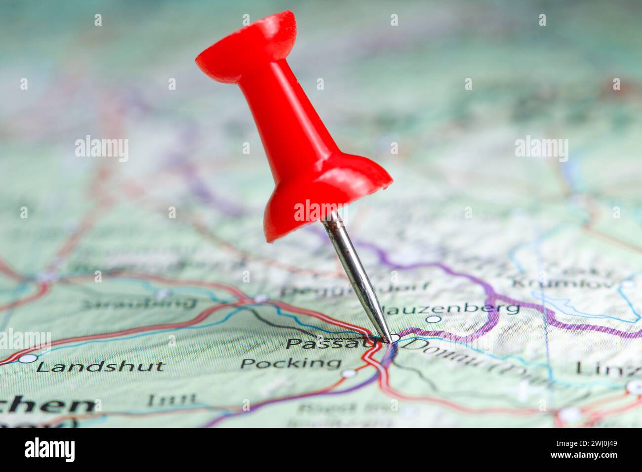 Passau, Germany pin on map Stock Photo - Alamy