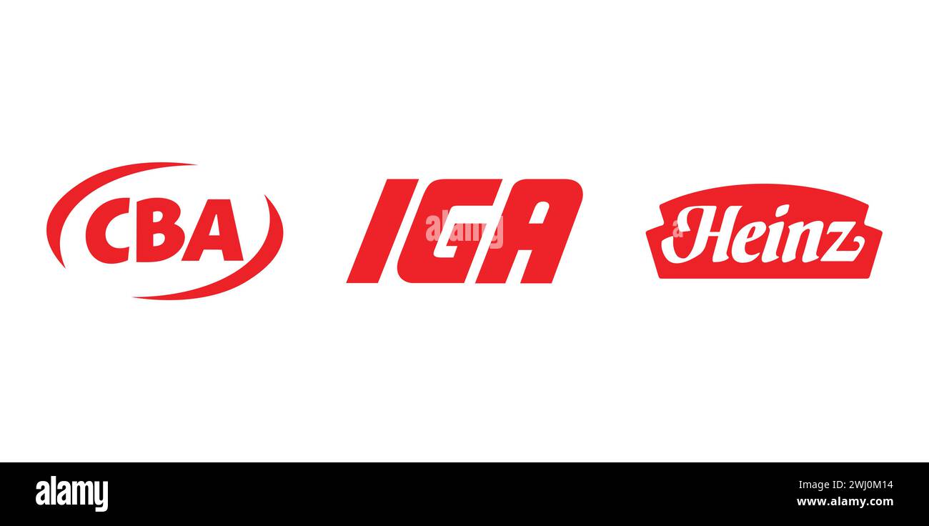 CBA, IGA Quebec, Heinz. Editorial brand emblem. Stock Vector