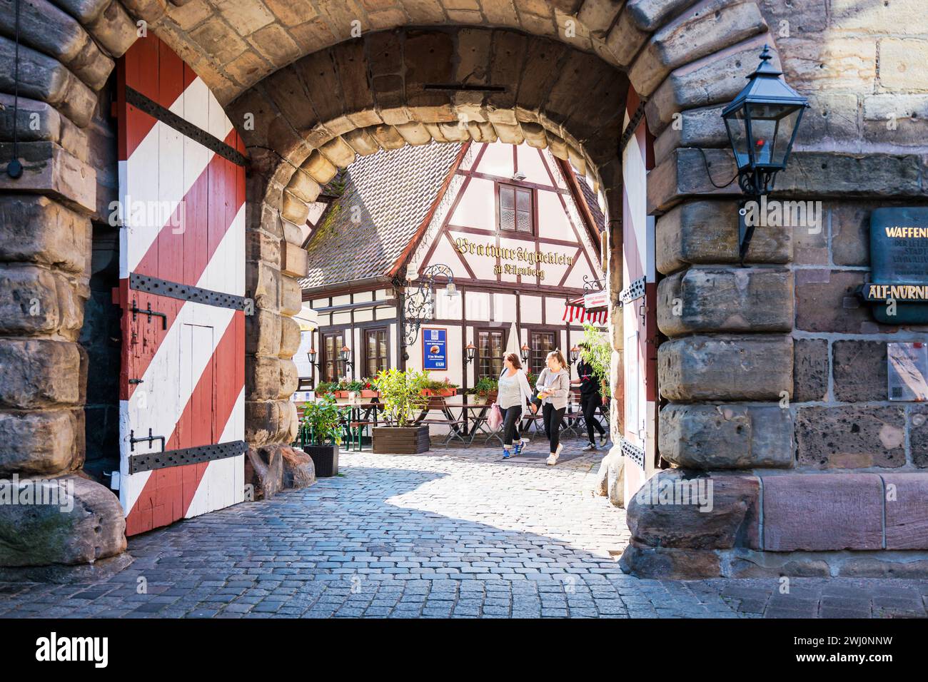 Nuremberg old town, craftsman’s yard, archway Stock Photo - Alamy