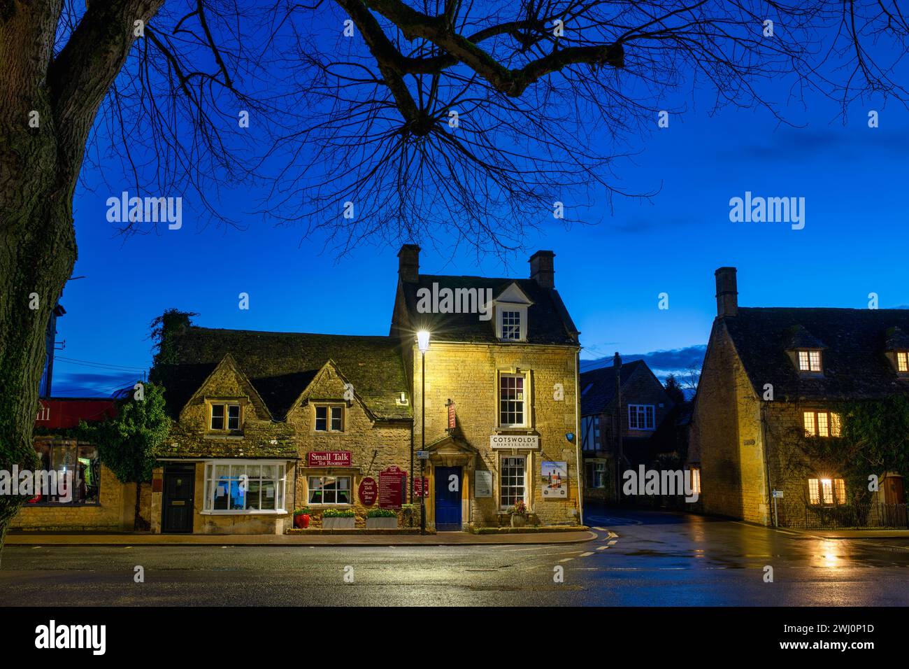 The Cotswolds Distillery at Dawn. Bourton on the Water, Cotswolds, Gloucestershire, England Stock Photo