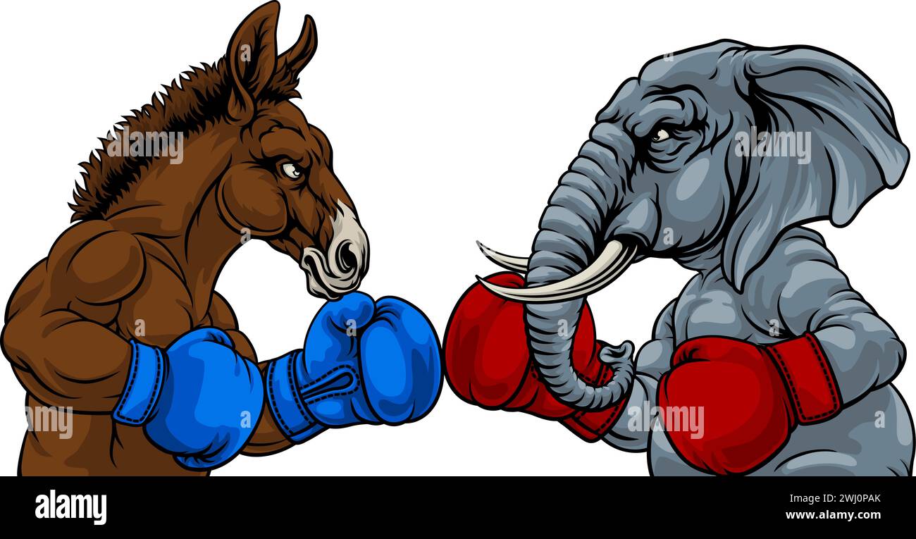 Republican Democrat Elephant Donkey Election Stock Vector