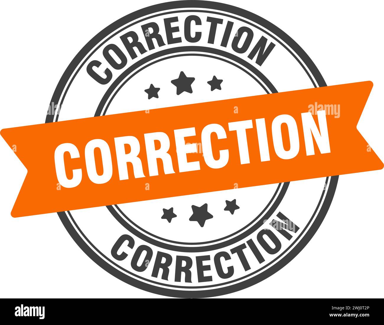 correction stamp. correction round sign. label on transparent ...