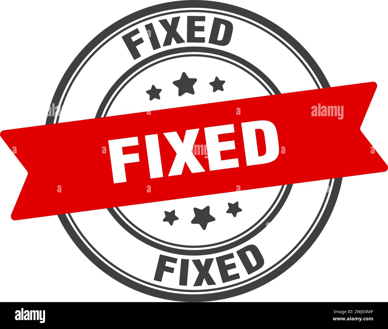 fixed stamp. fixed round sign. label on transparent background Stock ...