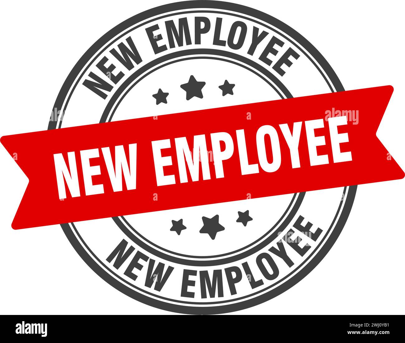 new employee stamp. new employee round sign. label on transparent ...