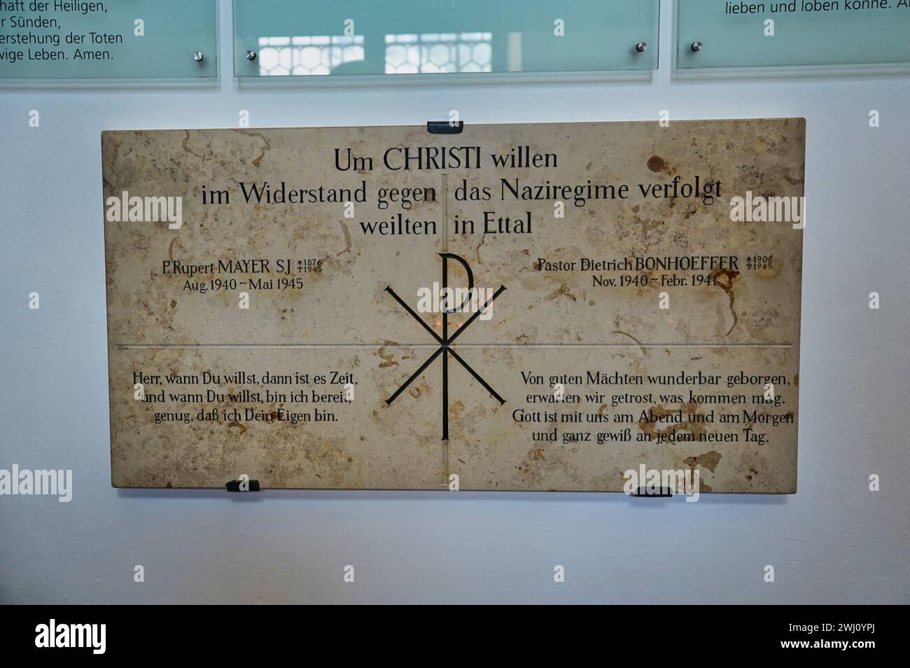 Remembering Dietrich Bonhoeffer at Ettal Monastery Stock Photo