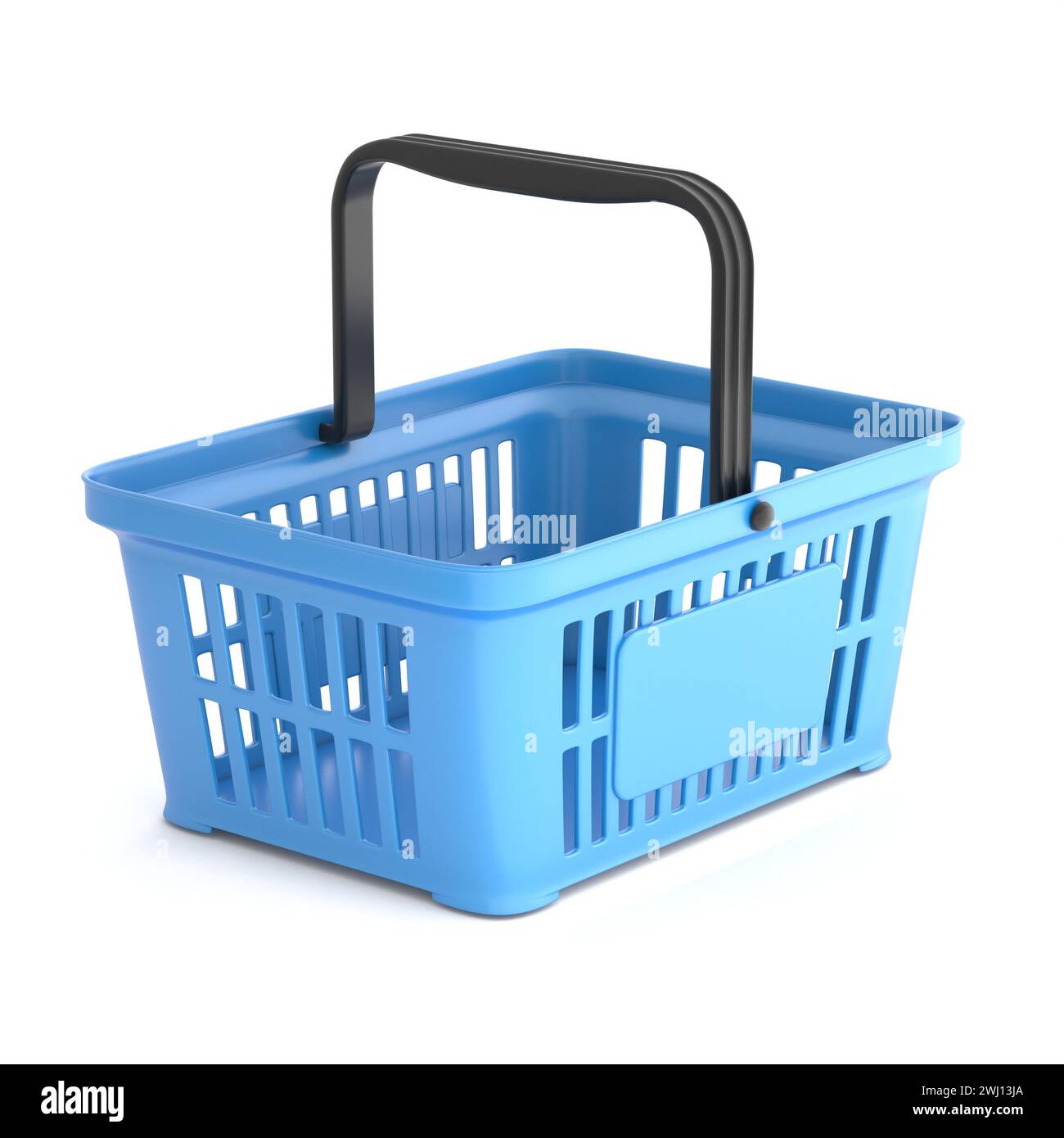 Blue plastic shopping basket 3D Stock Photo