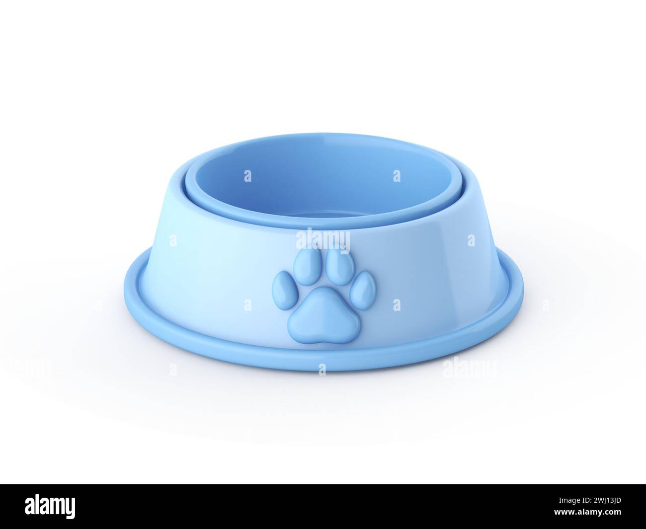 Blue pet food bowl 3D Stock Photo
