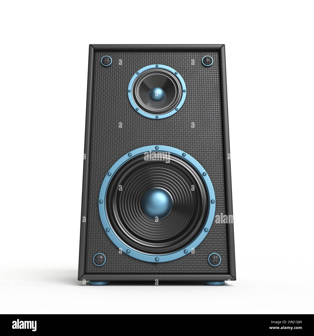 Black and blue speaker Front view 3D Stock Photo