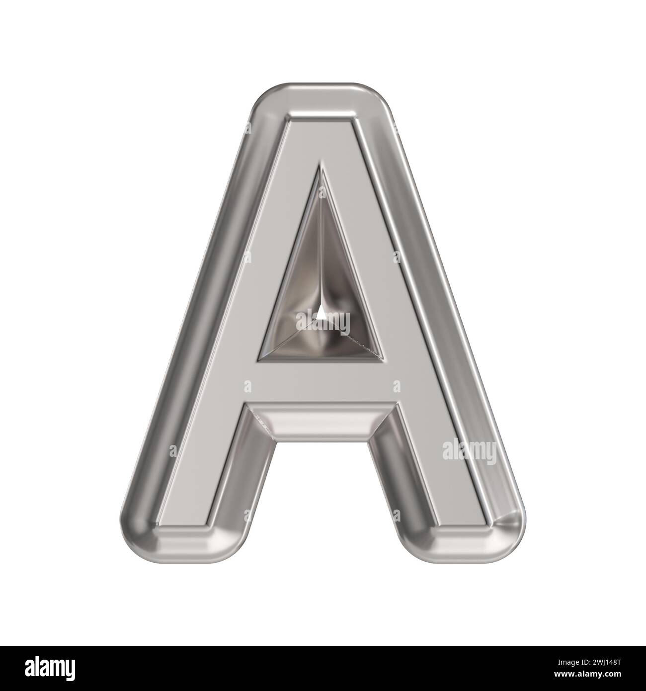 Steel font Letter A 3D rendering illustration isolated on white background Stock Photo