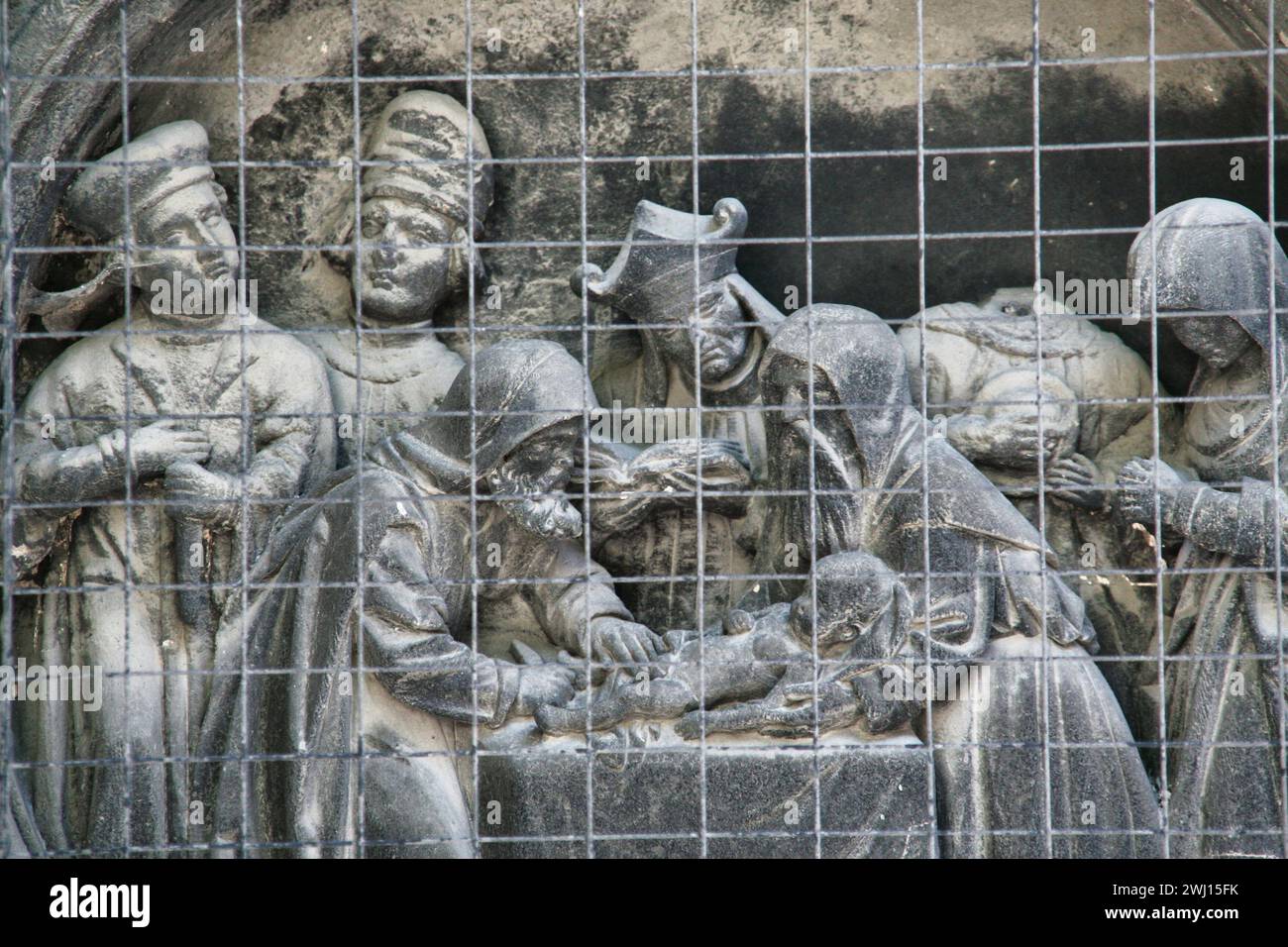 Circumcision of Jesus. Relief on the outer wall of St. Stephen's Cathedral in Vienna Stock Photo