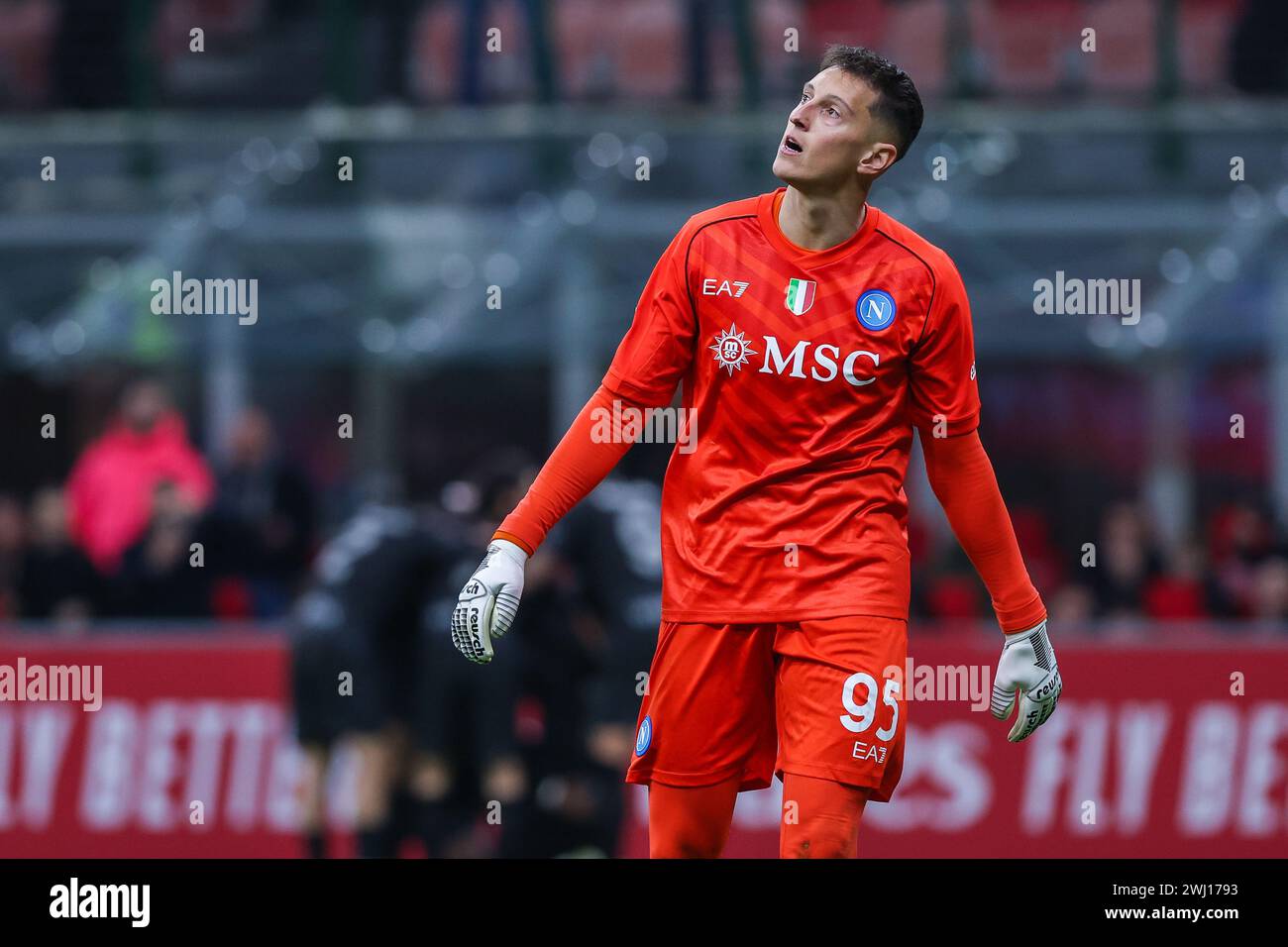 Milan, Italy. 11th Feb, 2024. Pierluigi Gollini of SSC Napoli reacts during Serie A 2023/24 football match between AC Milan and SSC Napoli at San Siro Stadium. Final scores; Milan 1 | 0 Napoli. Credit: SOPA Images Limited/Alamy Live News Stock Photo