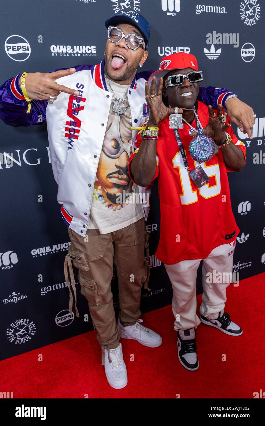 FloRida (L) and Flava Flav attend Flipper’s Roller Boogie Palace Big