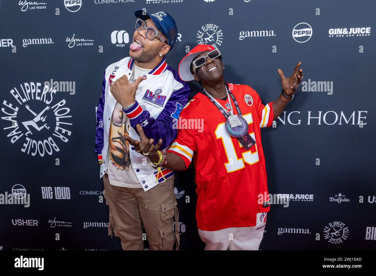 FloRida (L) and Flava Flav attend Flipper’s Roller Boogie Palace Big