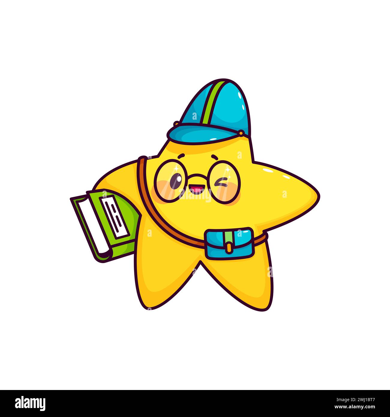 Cartoon star kawaii character, kid scout personage, vector cute twinkle ...