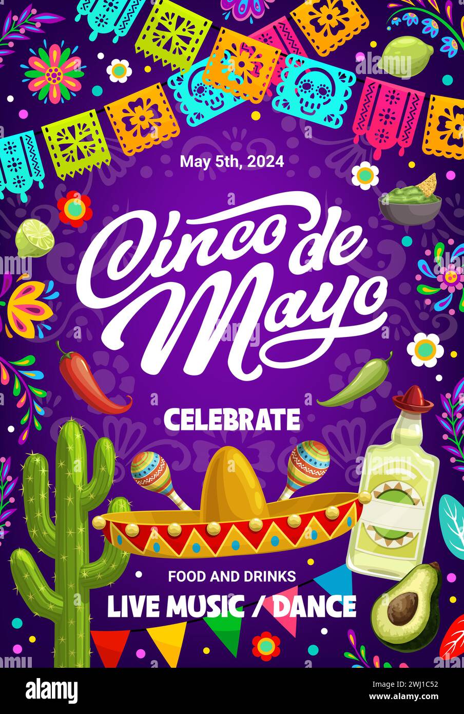 Cinco de mayo holiday flyer or banner for Mexican fiesta celebration ...