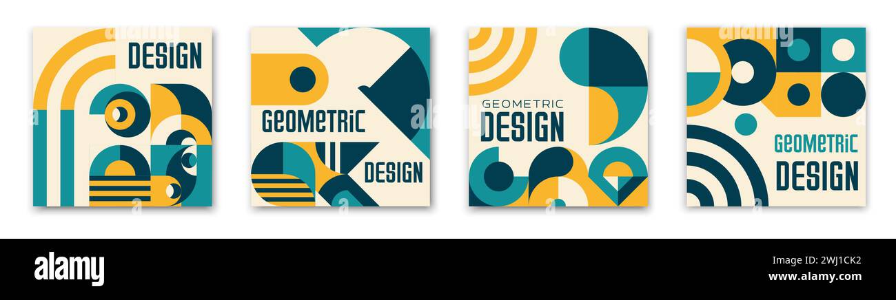 Modern abstract posters with Bauhaus geometric pattern, vector ...