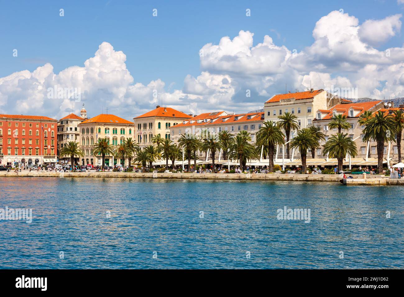 Split promenade at the old town on the Mediterranean vacation in Croatia Stock Photo