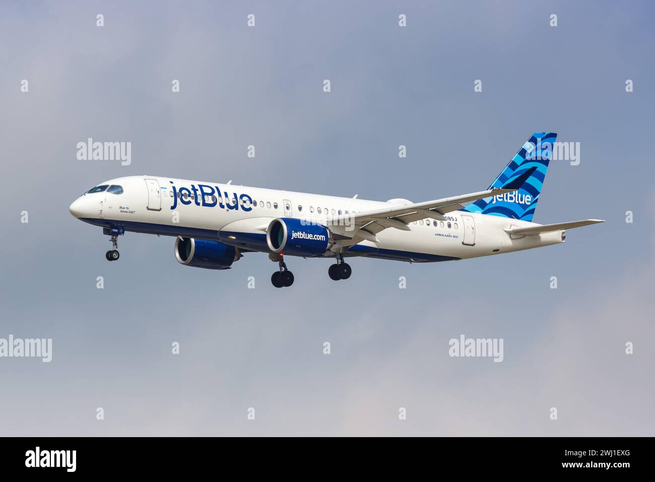 JetBlue Airbus A220-300 aircraft Dallas Fort Worth Airport in the USA Stock Photo
