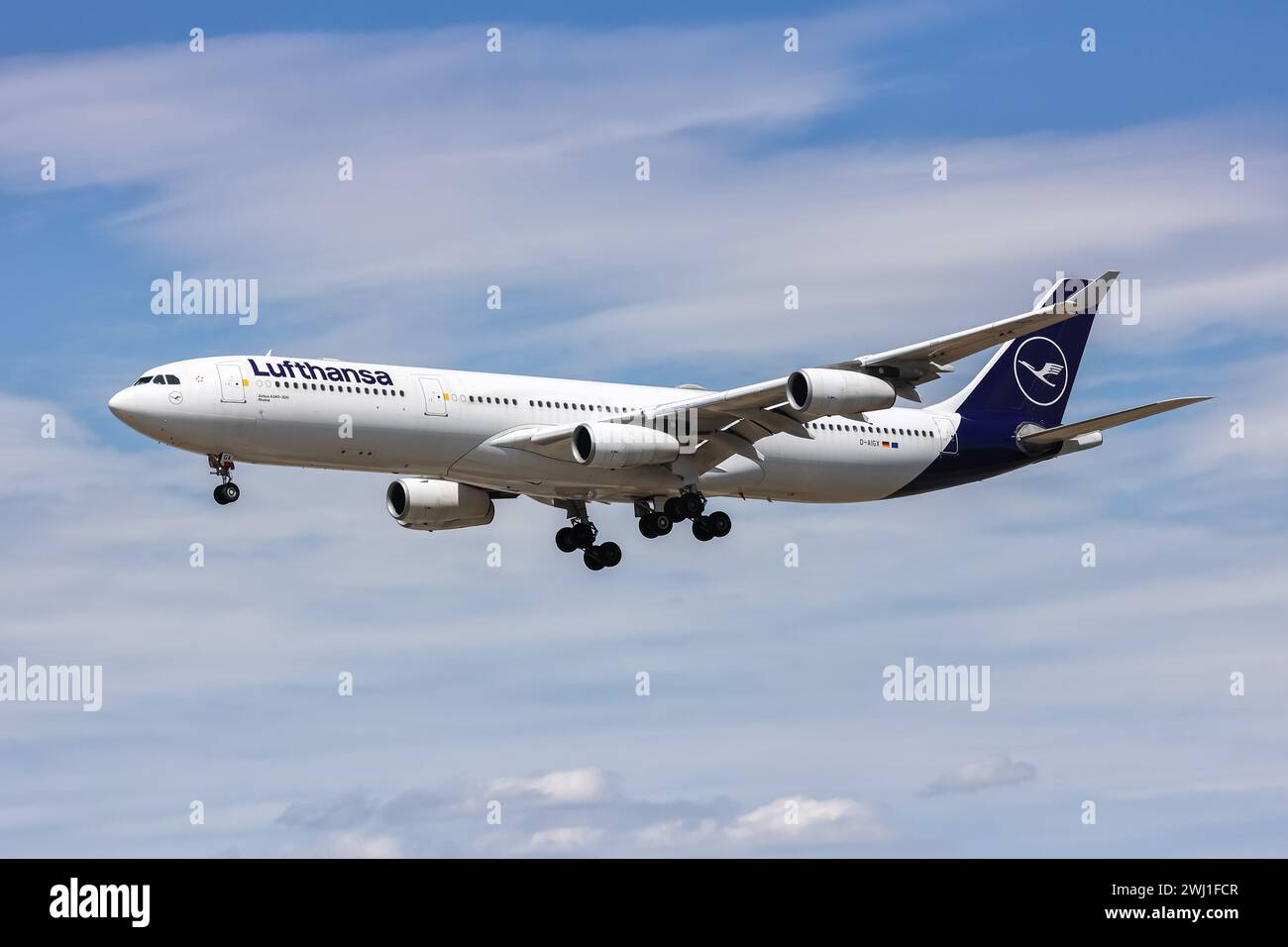 Lufthansa Airbus A340-300 Aircraft Frankfurt Airport in Germany Stock Photo