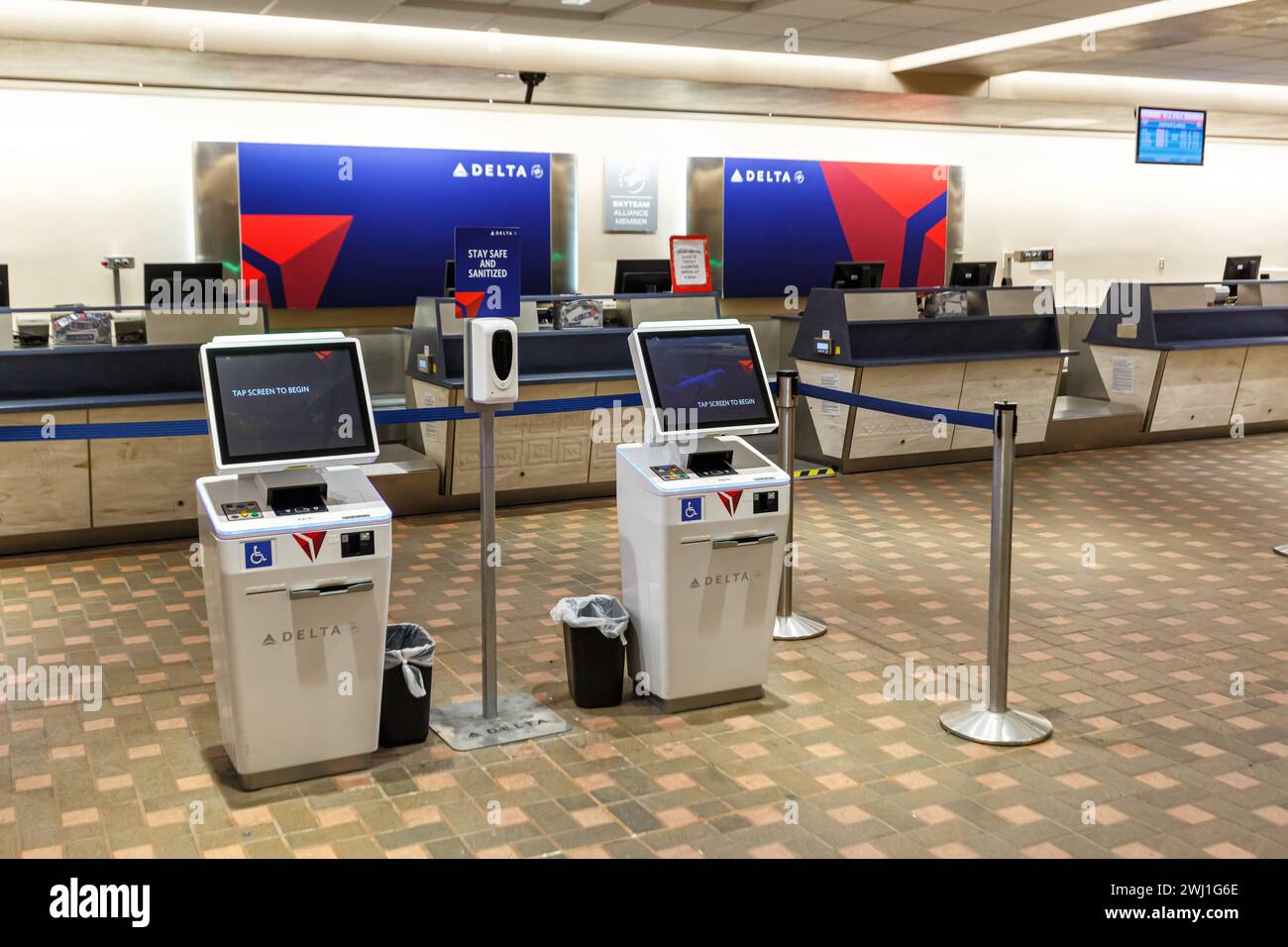 Delta air lines check in at albuquerque airport in the usa stock photo