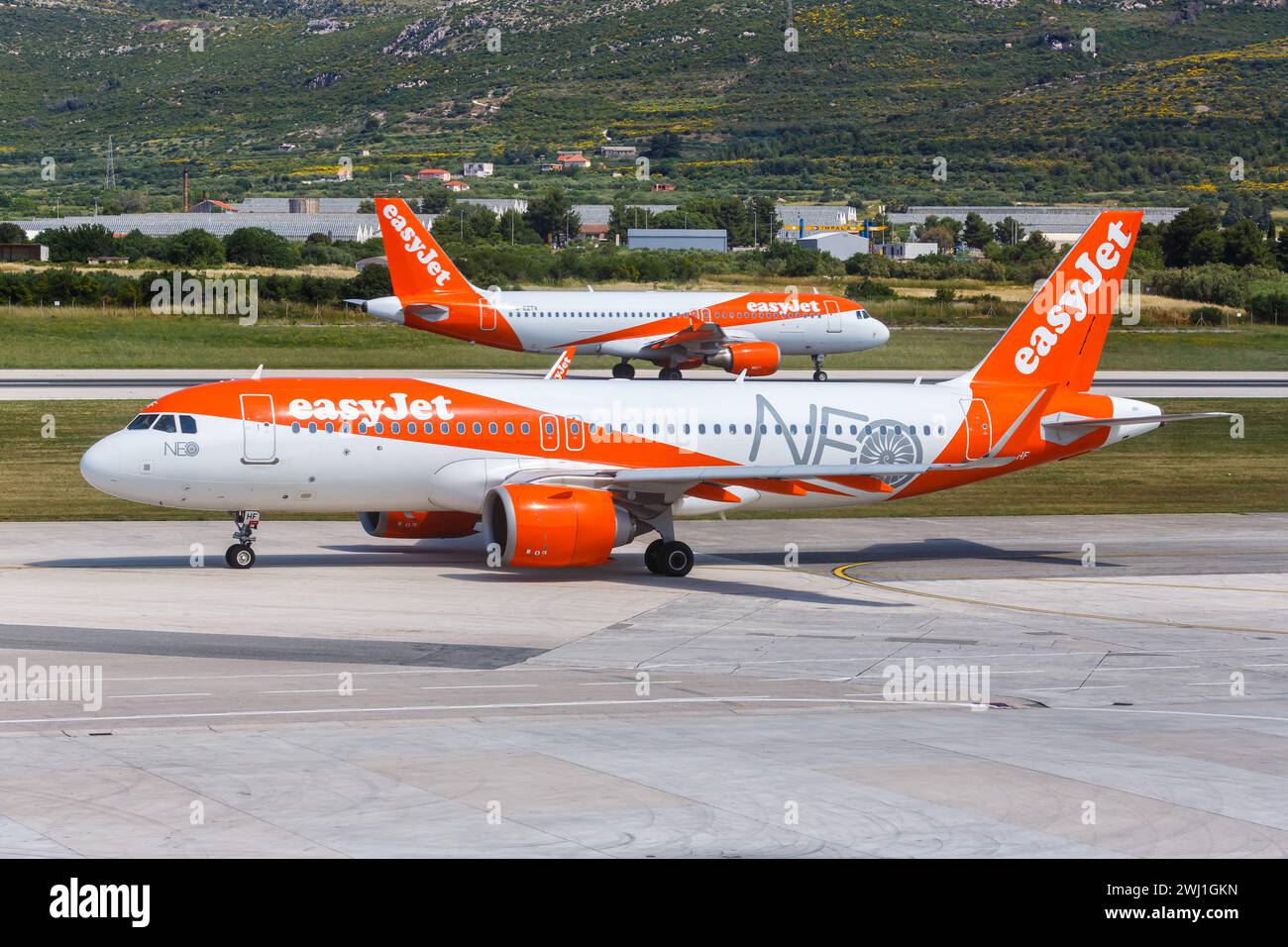EasyJet Airbus aircraft Split Airport in Croatia Stock Photo