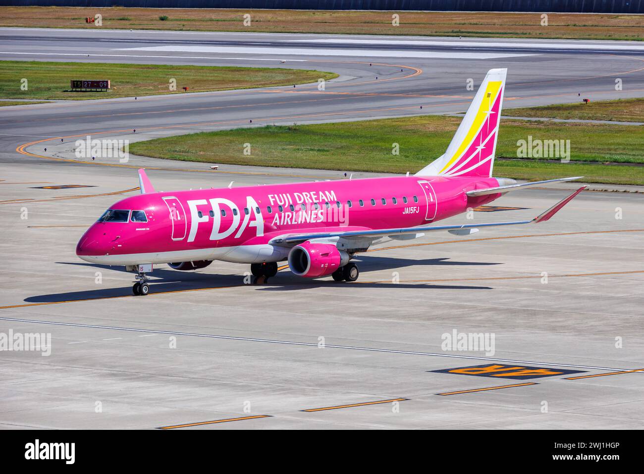 Fuji Dream Airlines FDA Embraer 175 aircraft Kobe Airport in Japan Stock Photo