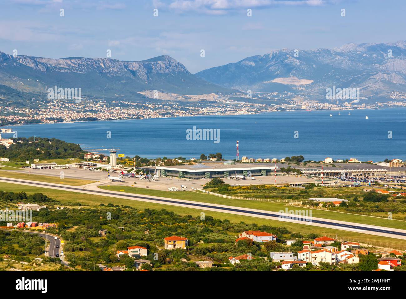 Overview Split Airport with terminal in Croatia Stock Photo