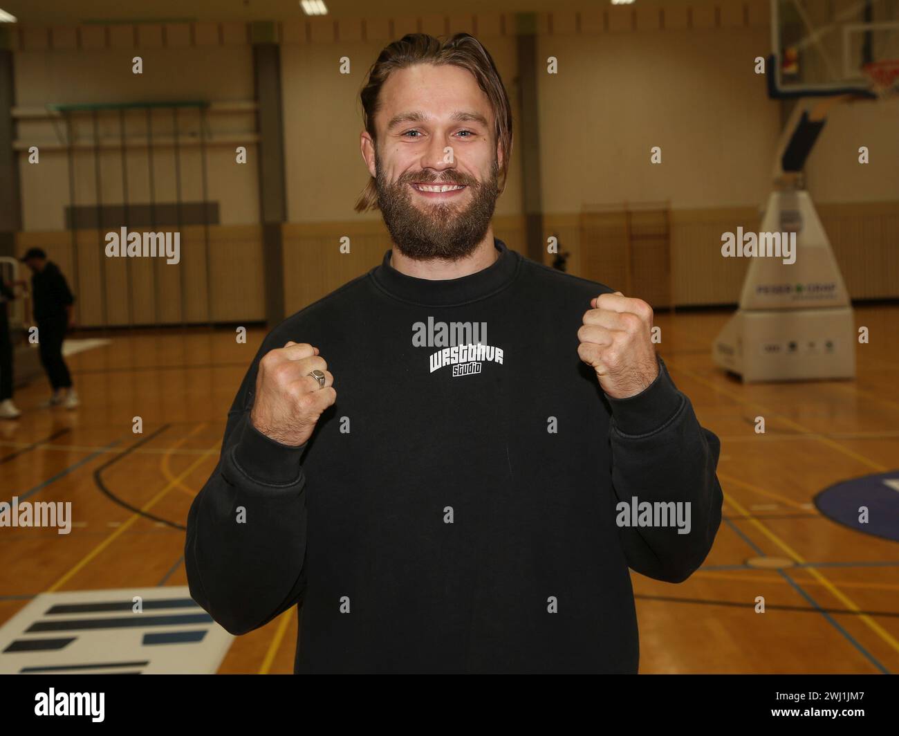 MMA fighter Niklas Stolze La Onda Fight Club as a guest at SBB Baskets Wolmirstedt on 11/04/2023 Stock Photo