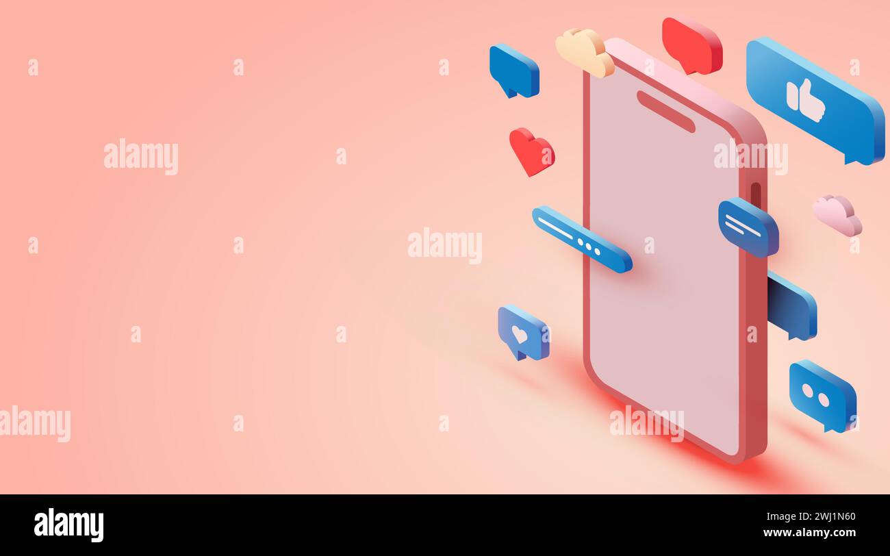 Isometric smartphone with chat bubbles. Vector illustration Stock ...