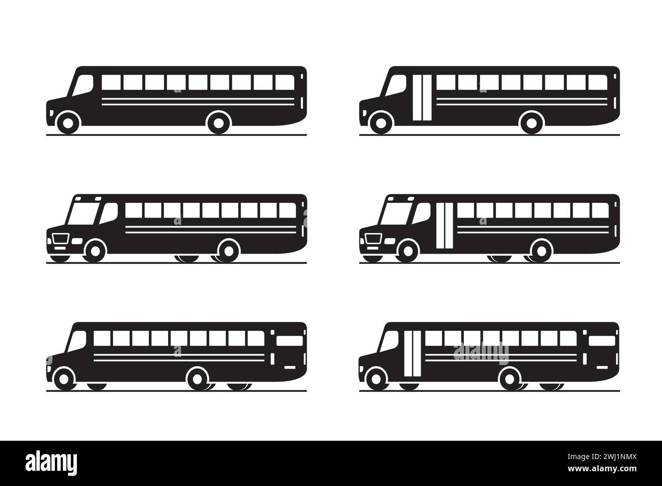 School bus in different view – vector illustration Stock Vector