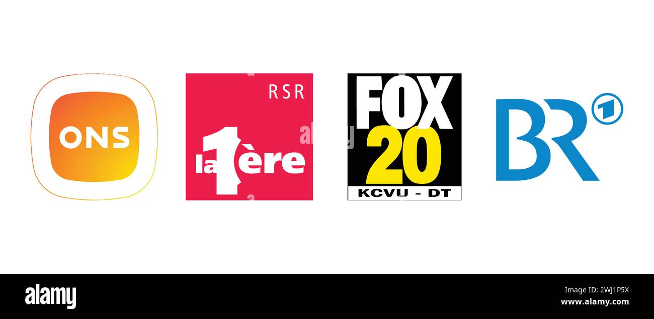 ONS, La Premiere RSR, BR1, FOX 20 KCVU. Vector illustration, editorial logo. Stock Vector