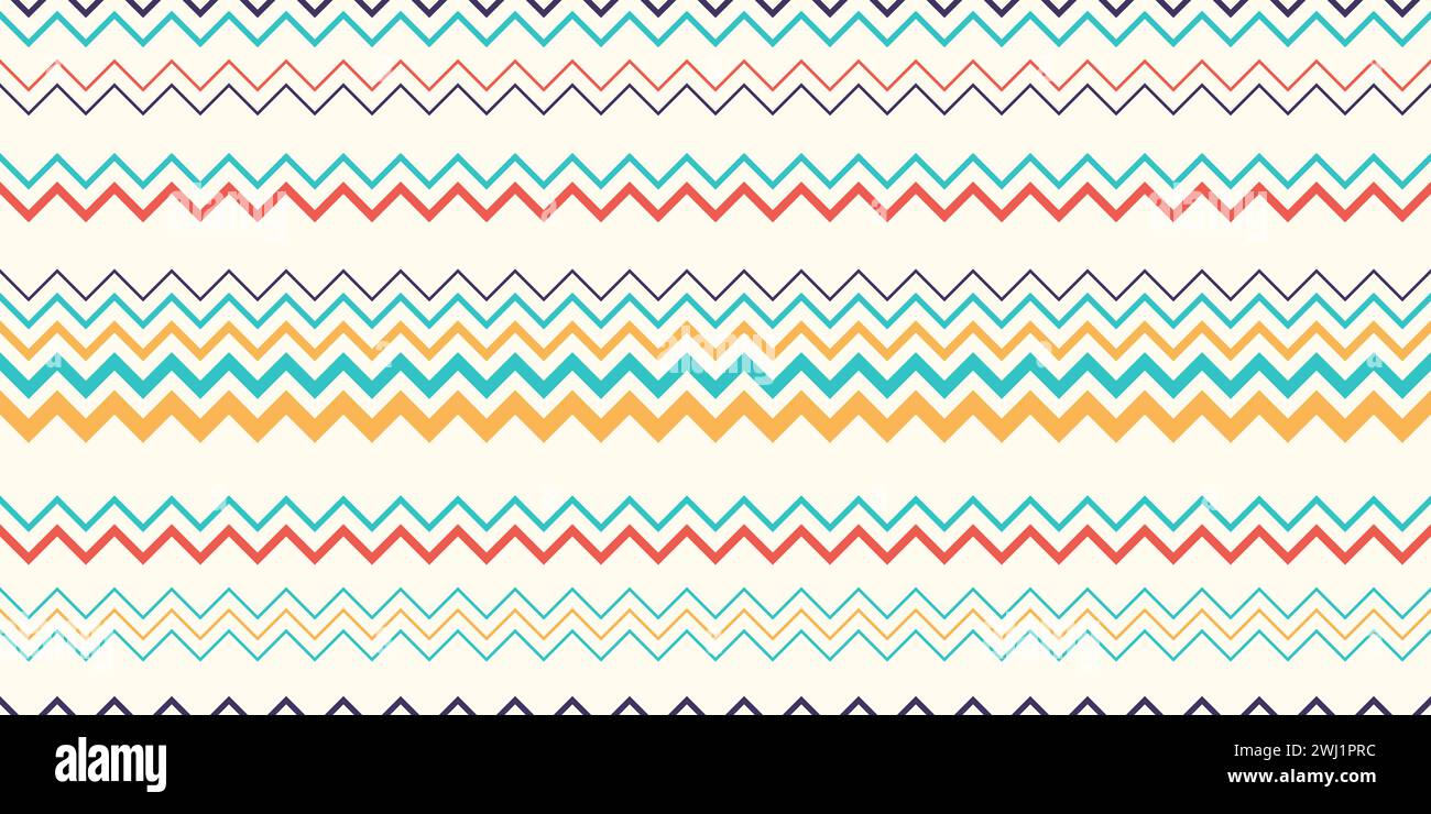 Seamless pattern. Geometric zigzag classical fashion pattern. Retro seamless vector chevrons. Colorful zigzag. Stock Vector
